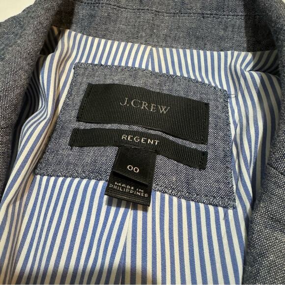 J Crew Regent Ruffle Chambray Denim Blazer‎ Jacket Women’s Size 00 - Picture 2 of 5